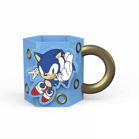 Sonic The Hedgehog Rings 16oz Sculpted Ceramic Mug